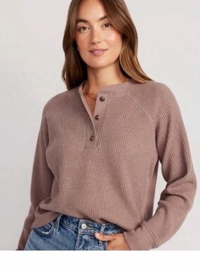 Old Navy oversized cozy waffle Henley top 4X